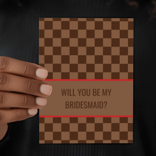 Tarjeta Bougie Marrón Cuadrada ¿Serás mi Dama de Honor