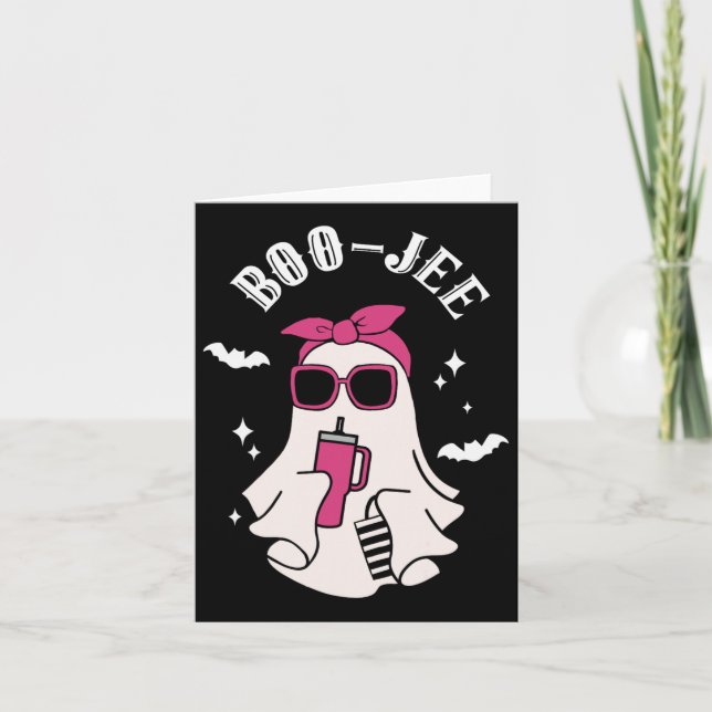 Tarjeta Boujee Boo-jee Cute Ghost Spooky Season Halloween (Anverso)