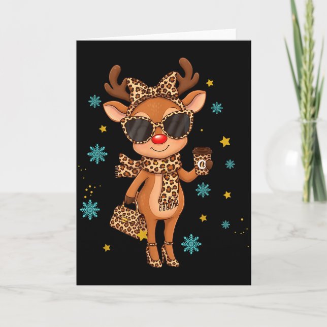 Tarjeta Boujee Reindeer Christmas Leopard Funny Gift Women (Anverso)