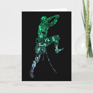 Tarjeta Bouldering para chicos escaladores trepando