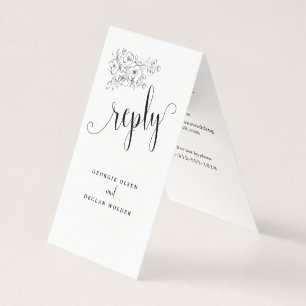 Tarjeta Bouquet blanco hacemos caligrafía Boda Long RSVP