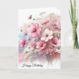 Tarjeta Bouquet Cosmos Rosa de Cumpleaños