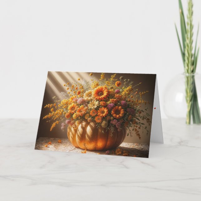 Tarjeta Bouquet De Calabaza De Otoño Para Cumpleaños (Anverso)