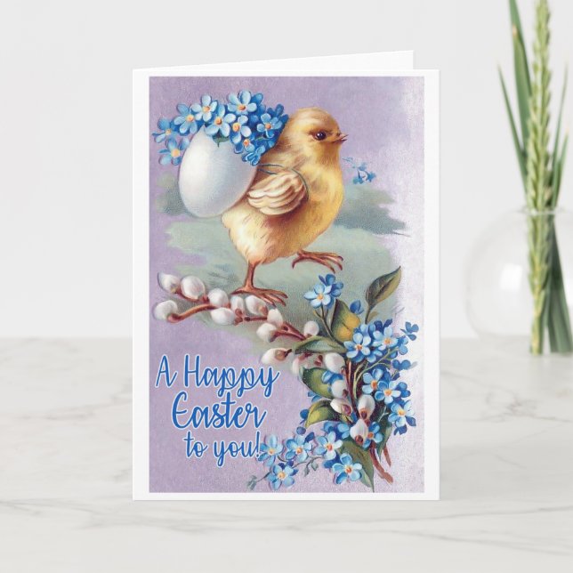 Tarjeta Bouquet de Chick de Pascua Vintage (Anverso)