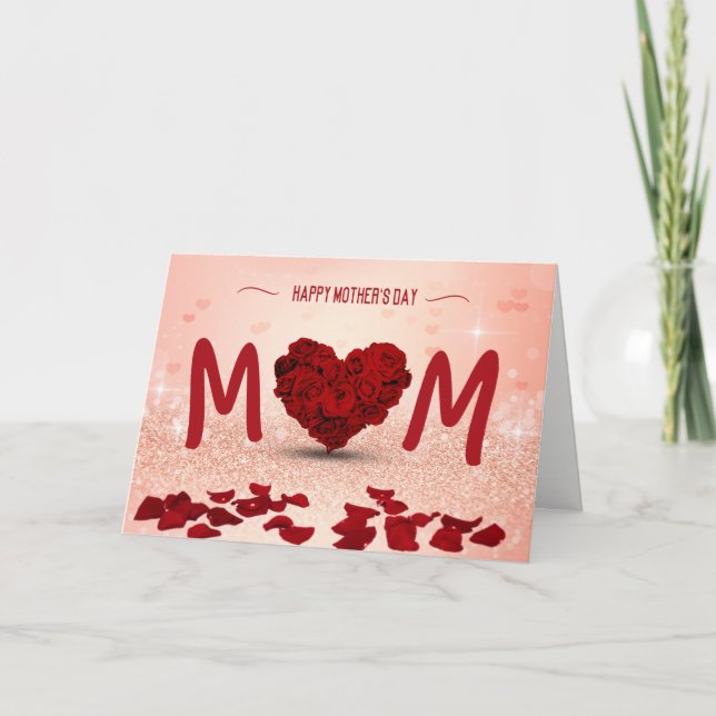 Tarjeta Bouquet de corazón Rosa del Día de la Madre - Tarj (Anverso)