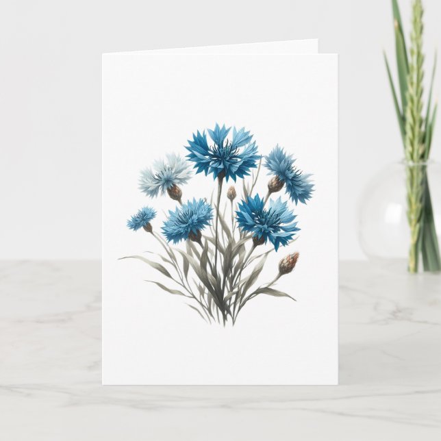 Tarjeta Bouquet de Cornflowers Buds and Blooms Greeting (Anverso)