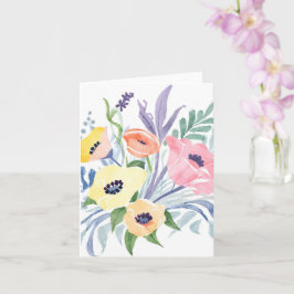 Tarjeta Bouquet de flores de primavera | Acuarela floral d