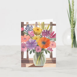 Tarjeta Bouquet de flores de primavera | Acuarela Floral P