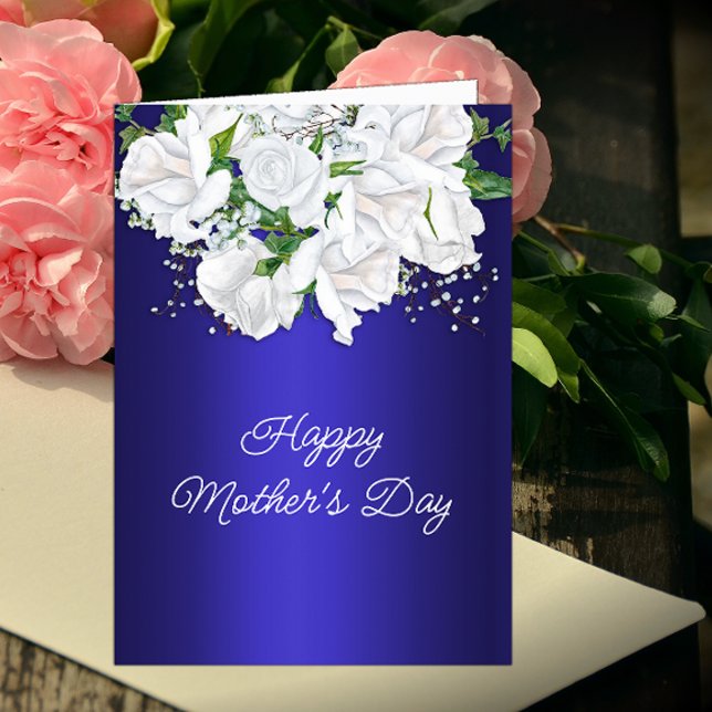 Tarjeta Bouquet de flores de rosa blanca Día de la Madre A (Subido por el creador)