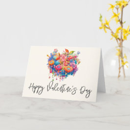 Tarjeta Bouquet de flores en Naranja rosado y San Valentín