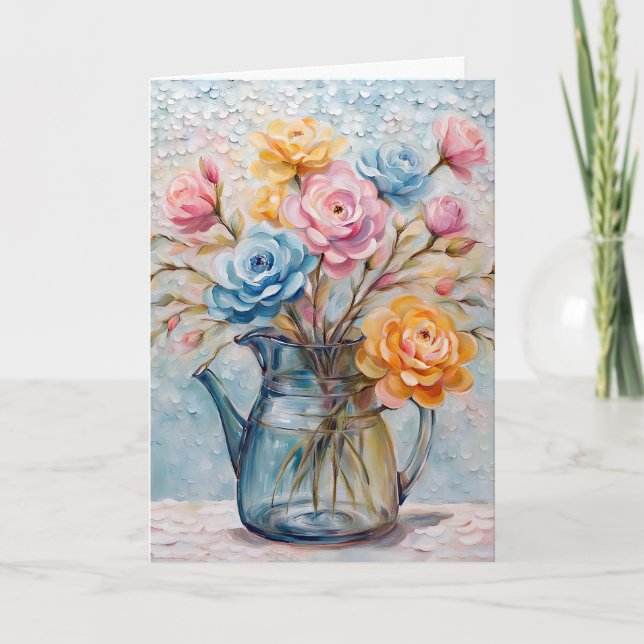 Tarjeta Bouquet De Flores En Pitcher (Anverso)