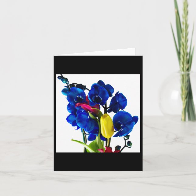 Tarjeta Bouquet De Flores - Orquídeas Azules (Anverso)