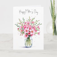 Bouquet de flores rosadas del Día de la Madre con 