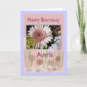 Tarjeta Bouquet de flores rosadas, tía, cumpleaños