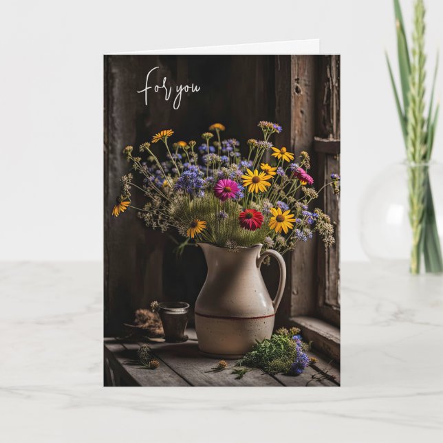 Tarjeta Bouquet de flores silvestres por gracias (Anverso)