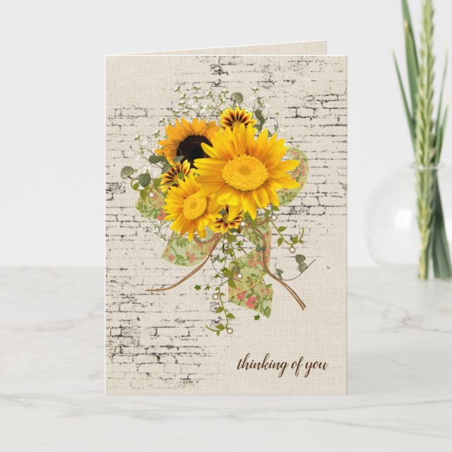 Tarjeta Bouquet de girasol en ladrillo (Anverso)