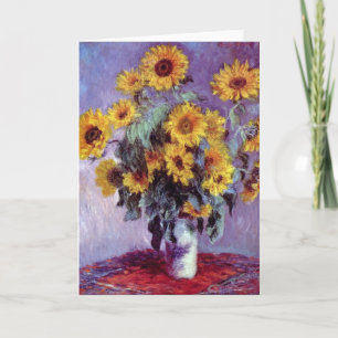 Tarjeta Bouquet de girasoles de Claude Monet, arte vintage