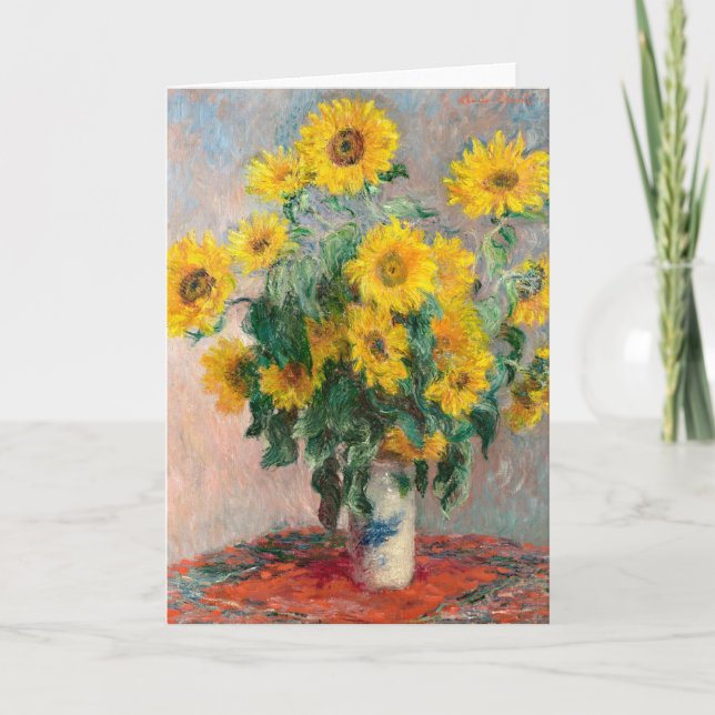 Tarjeta Bouquet de girasoles por Monet Impresionist (Anverso)