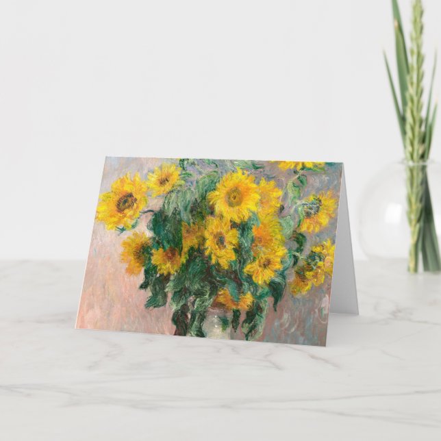 Tarjeta Bouquet de girasoles por Monet Impresionist (Anverso)