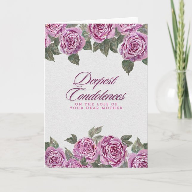 Tarjeta Bouquet de las condolencias de los rosas - Pérdida (Anverso)