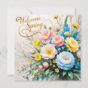Tarjeta Bouquet de primavera de bienvenida