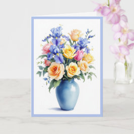 Tarjeta Bouquet de Rosas y tulipanes en el Día de la Madre