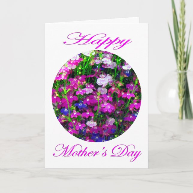 Tarjeta Bouquet del Día de la Madre con fondo blanco (Anverso)