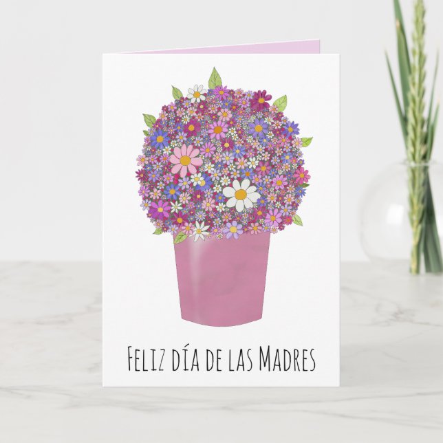 Tarjeta Bouquet rosa del Día de la Madre Feliz Español (Anverso)