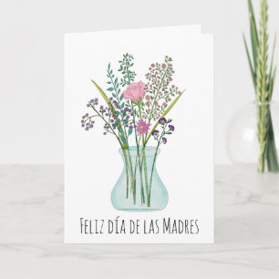 Tarjeta Bouquet rosa del Día de la Madre Feliz Español