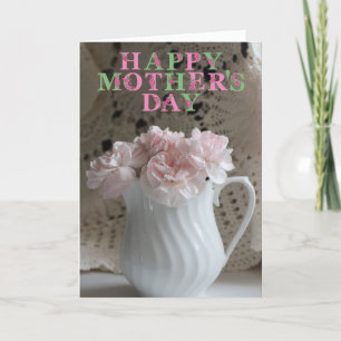 Tarjeta Bouquet rosa y Día de la Madre de encaje