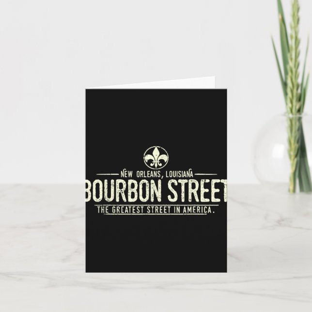 Tarjeta Bourbon Street New Orleans Louisiana Distressed  (Anverso)