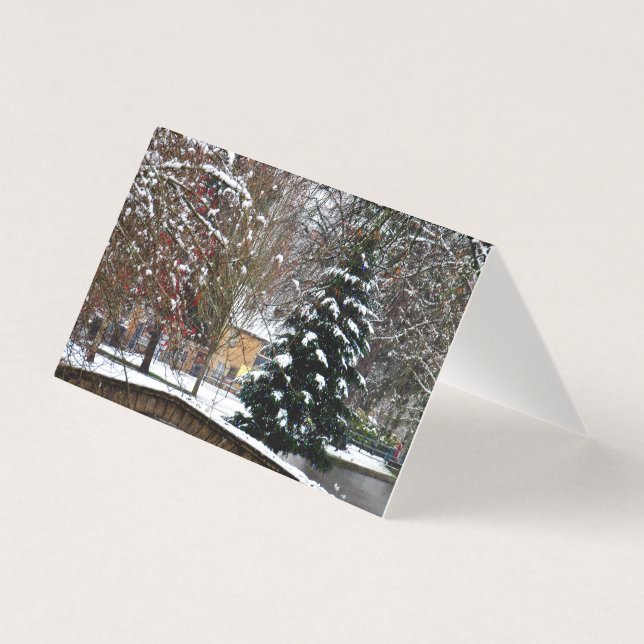 Tarjeta Bourton en los Cotswolds de los árboles de Navidad (Anverso)