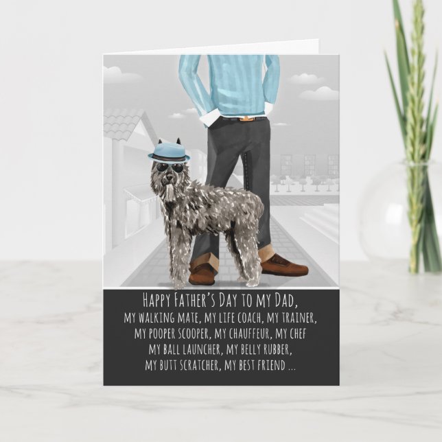 Tarjeta Bouvier des Flandres del Día del Padre Perro (Anverso)