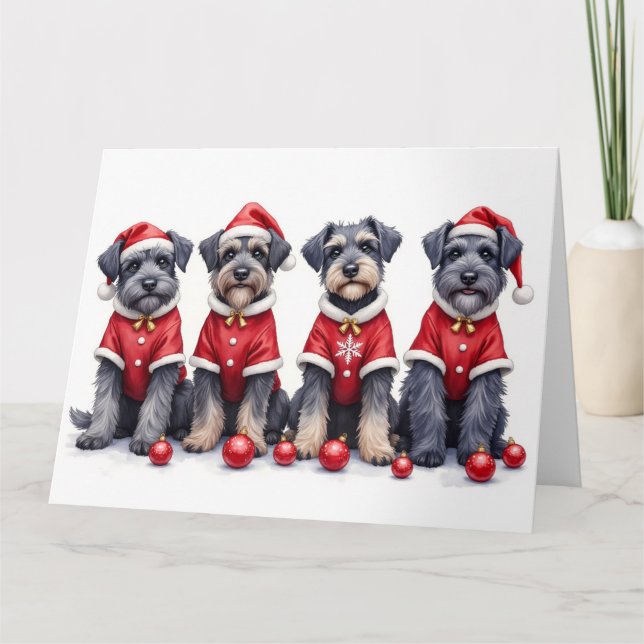 Tarjeta Bouviers des Flandres Christmas Dress Santa Hat (Anverso)