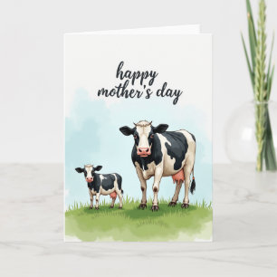 Tarjeta bovina dulce día de la madre