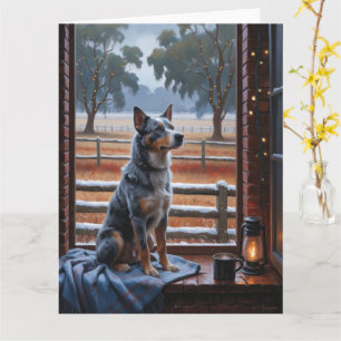 Tarjeta Bovino australiano con Navidades alumbrado feriado