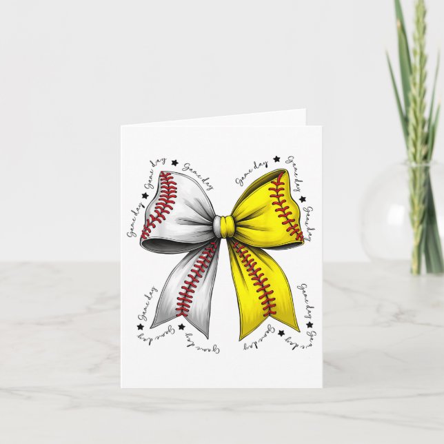 Tarjeta Bow de béisbol, mamá de béisbol Coquette (Anverso)