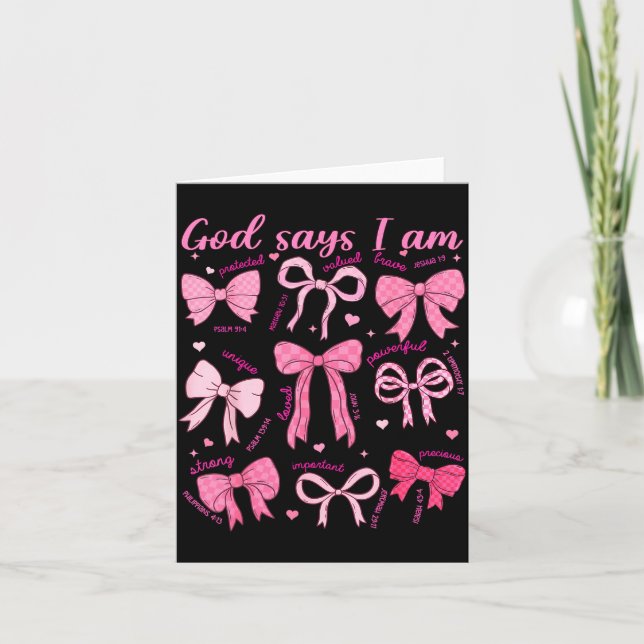 Tarjeta Bow God Say I Am Christian Girl Teen Women Bible V (Anverso)