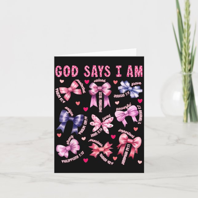 Tarjeta Bow God Say I Am Christian Girl Teen Women Bible V (Anverso)