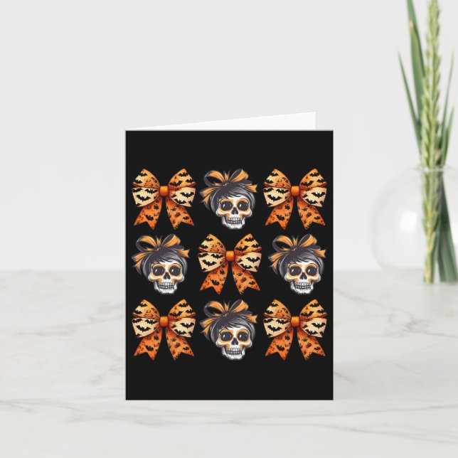 Tarjeta Bow Halloween Spookone Season Skeleton Cute Mujere (Anverso)