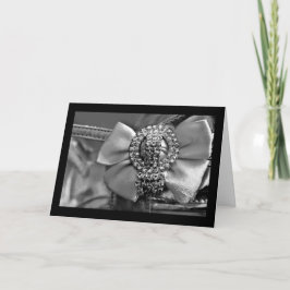 Tarjeta Bow plateado y cristales