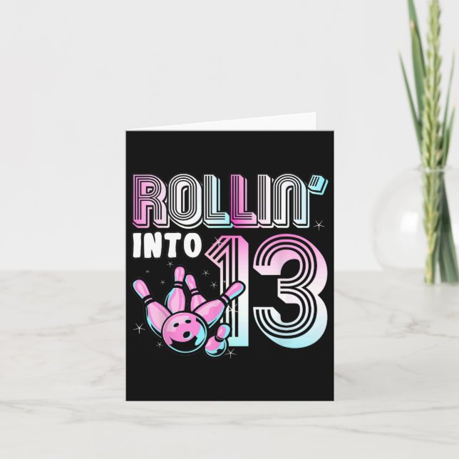 Tarjeta Bowler Rollin en 13 Bowling 13 niños de cumpleaños (Anverso)