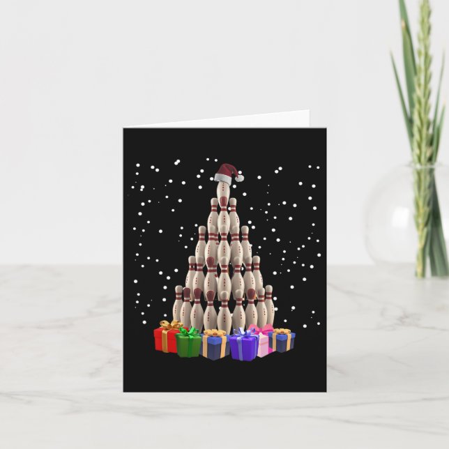 Tarjeta Bowling Christmas Tree Funny Xmas Mating Family (Anverso)
