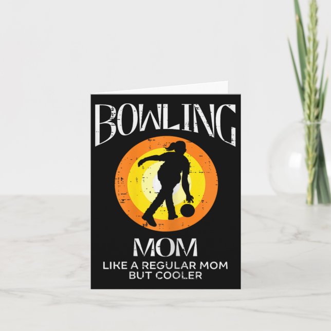 Tarjeta Bowling Mom Cooler Retro Día de la Madre Bowler Mo (Anverso)