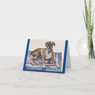 Tarjeta Boxeador 3acuarela dulce perro y conexión de hombr