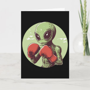 Tarjeta Boxeador alienígena listo para luchar con guantes