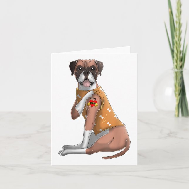 Tarjeta Boxeador: Amo A Mamá, Tattoo, Camiseta De Perro, M (Anverso)