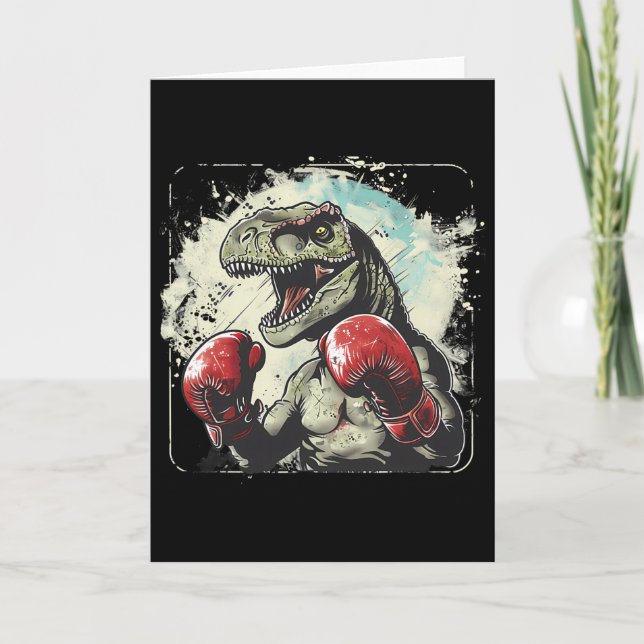 Tarjeta Boxeador de Dinosaurio Boxeador T-rex Kickboxing D (Anverso)