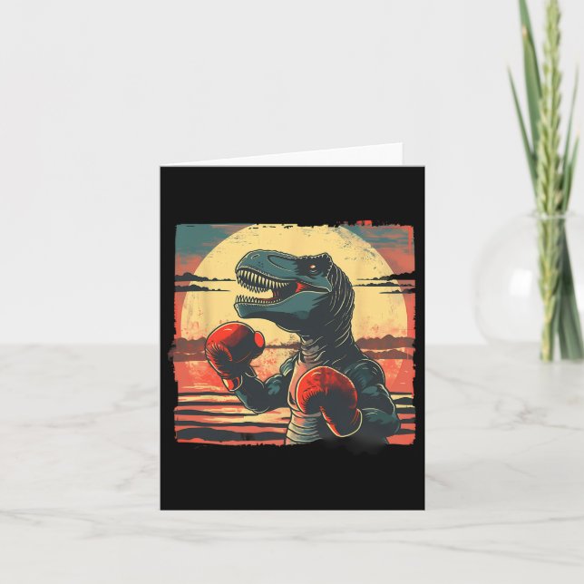 Tarjeta Boxeador Dinosaurio Boxeo Dino Kickboxing Boxeo T- (Anverso)