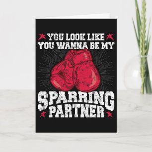 Tarjeta Boxeador divertido kickboxing luchador boxeo sparr